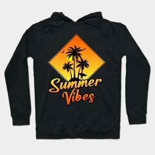 Retro Sunshine Summer Palm Trees Beach Tropical Summer Vibes Hoodie